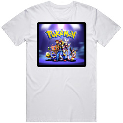 Pokemon Anime Manga Kids Duel Battle Pikachi Retro Graphic Unisex Cotton White Classic T Shirt