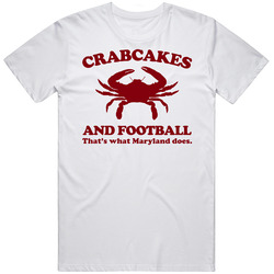 Maryland Crabcakes And Football Retro Graphic Unisex Cotton White Classic T Shirt