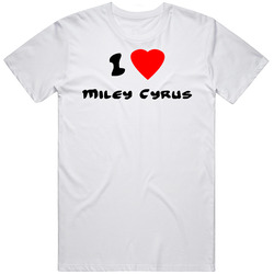 I Love Miley Cyrus Retro Graphic Unisex Cotton White Classic T Shirt