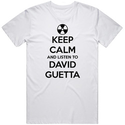 Keep Calm And Listen To David Guetta Dj Retro Graphic Unisex Cotton White Classic T Shirt
