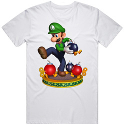 Luigi Super Mario Video Game Retro Graphic Unisex Cotton White Classic T Shirt