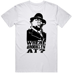 Notorious Big Hip Hop Rap Where Brooklyn At Retro Graphic Unisex Cotton White Classic T Shirt
