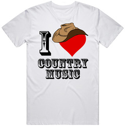 I Love Heart Country Music Retro Graphic Unisex Cotton White Classic T Shirt