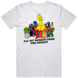 Sesame Street Characters Funny Homie Retro Graphic Unisex Cotton White Classic T Shirt