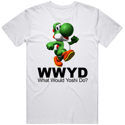 What Would Yoshi Do Super Mario Retro Graphic Unisex Cotton White Classic T Shirt