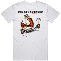 Esso Gas Tiger Mascot Retro Graphic Unisex Cotton White Classic T Shirt