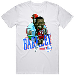 Charles Barkley Philadelphia Basketball Caricature Retro Graphic Unisex Cotton White Classic T Shirt