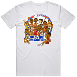 1987 Basketball All Star Caricature Retro Graphic Unisex Cotton White Classic T Shirt