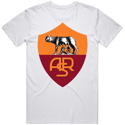 As Roma Italy Soccer Logo Retro Graphic Unisex Cotton White Classic T Shirt