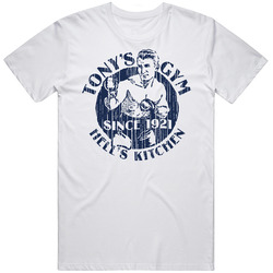 Tony's Gym Hells Kitchen Boxing Retro Graphic Unisex Cotton White Classic T Shirt