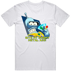 Bender Futurama Tv Show White Retro Graphic Unisex Cotton White Classic T Shirt