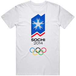 Russia Winter Olympics Sochi 2014 Retro Graphic Unisex Cotton White Classic T Shirt