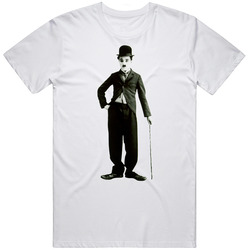 Charlie Chaplin Vintage Retro Graphic Unisex Cotton White Classic T Shirt