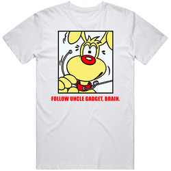 Inspector Gadget Brain The Dog Cartoon Retro Graphic Unisex Cotton White Classic T Shirt