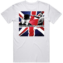 Scissors Beats Paper Churchill T Retro Graphic Unisex Cotton White Classic T Shirt