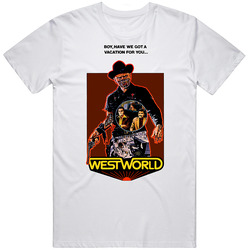 Westworld Cult Movie Retro Graphic Unisex Cotton White Classic T Shirt