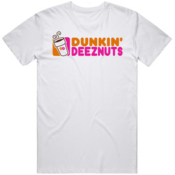 Dunkin Deez Nuts Funny Adult Humor Retro Graphic Unisex Cotton White Classic T Shirt