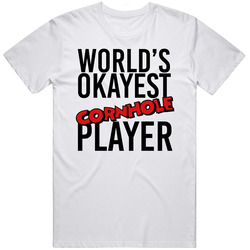 World's Okayest Cornhole Player Retro Graphic Unisex Cotton White Classic T Shirt