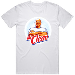Mr. Clean, T-shirt, Spick N Span, Cleaner, Janitor, Tidy, Neat Freak, Custodian, Household Retro Graphic Unisex Cotton White Classic T Shirt