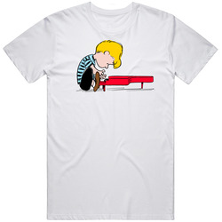 Schroeder, T-Shirt, Peanuts, Piano, Snoopy, keyboard, Musician, Cartoon Retro Graphic Unisex Cotton White Classic T Shirt