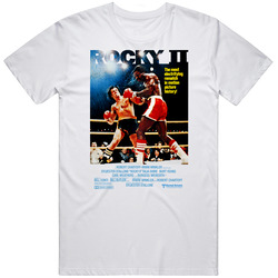 Rocky II, T-Shirt, Sylvester Stallone, Boxing, Movie, Apollo Creed Retro Graphic Unisex Cotton White Classic T Shirt