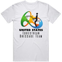 United States Equestrian Dressage Team Rio 2016 Olympic Event Logo Retro Graphic Unisex Cotton White Classic T Shirt