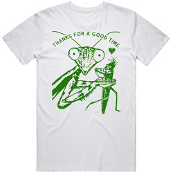 Praying Mantis Thanks For A Good Time Head Retro Graphic Unisex Cotton White Classic T Shirt