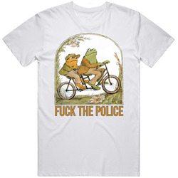 Frog And Toad Fuck The Police Retro Graphic Unisex Cotton White Classic T Shirt