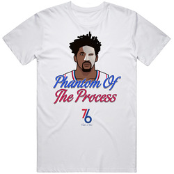 Joel Embiid Phantom Of The Process Sixers Retro Graphic Unisex Cotton White Classic T Shirt