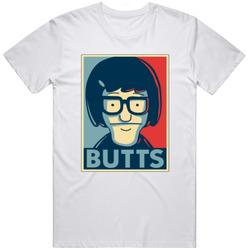 Bob's Burgers Tina Belcher Barack Obama Iconic Poster Parody Butts Funny Graphic Retro Graphic Unisex Cotton White Classic T Shirt