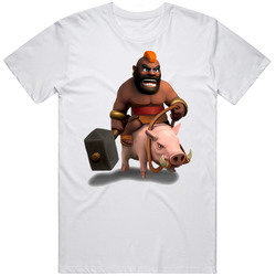 Clash Of Clans Video Game Hog Rider Retro Graphic Unisex Cotton White Classic T Shirt