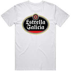 Estrella Galicia Spanish Beer Label Beer Lovers Retro Graphic Unisex Cotton White Classic T Shirt