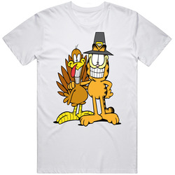 Garfield T Shirt - Thanksgiving Theme - Unisex Retro Graphic Unisex Cotton White Classic T Shirt