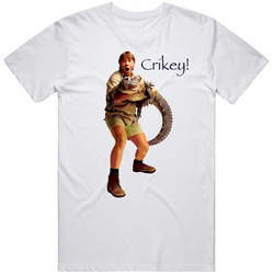 Steve Irwin Crocodile Hunter Crikey Retro Graphic Unisex Cotton White Classic T Shirt