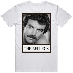 The Selleck Tom Selleck Movember Mustache Funny Tee Retro Graphic Unisex Cotton White Classic T Shirt
