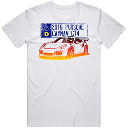 2016 Porsche Cayman Gt4 Germany License Plate Muscle Car Retro Graphic Unisex Cotton White Classic T Shirt