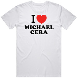 I Heart Michael Cera Action Movie Star Actor Fan Retro Graphic Unisex Cotton White Classic T Shirt
