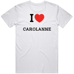 I Love Heart Carolanne First Name Worn Look Retro Graphic Unisex Cotton White Classic T Shirt