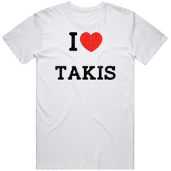 I Love Heart Takis First Name Worn Look Retro Graphic Unisex Cotton White Classic T Shirt