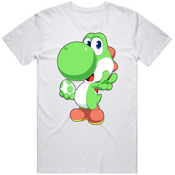 Super Smash Bros. - Super Mario Bros. - Yoshi - Cute White Retro Graphic Unisex Cotton White Classic T Shirt