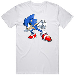 Sonic The Hedgehog - Sonic - White Retro Graphic Unisex Cotton White Classic T Shirt