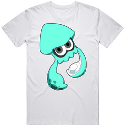 Splatoon - Turqoise Inkling Squid - White Retro Graphic Unisex Cotton White Classic T Shirt