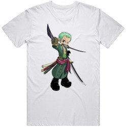 One Piece - Roronoa Zoro - White Retro Graphic Unisex Cotton White Classic T Shirt
