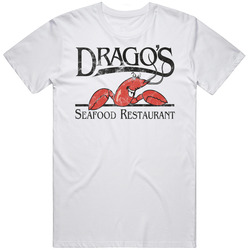 Drago's Seafood Louisiana Restaurant Logo Foodie Food Fan Worn Look Retro Graphic Unisex Cotton White Classic T Shirt