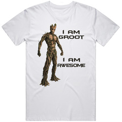 I Am Groot Retro Graphic Unisex Cotton White Classic T Shirt