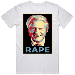 Bill Clinton Rape Retro Graphic Unisex Cotton White Classic T Shirt
