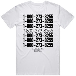 Logic 1-800-273-8255 Retro Graphic Unisex Cotton White Classic T Shirt