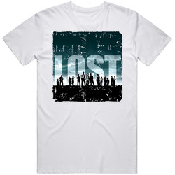 Lost Tv Series Poster Distressed Retro Graphic Unisex Cotton White Classic T Shirt
