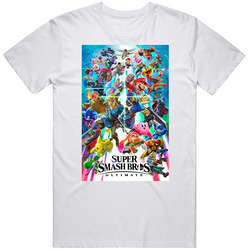 Super Smash Bros Ultimate Cover Video Game Retro Graphic Unisex Cotton White Classic T Shirt