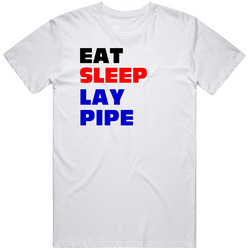 Eat Sleep Lay Pipe Plumber Retro Graphic Unisex Cotton White Classic T Shirt